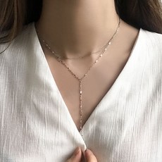 뷰랩 컷팅체인 레이어드 y목걸이 목걸이