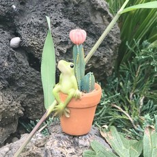 데코위즈 청개구리 미니 선인장 화분 조화 소품 마블 장식 인형 장식품, A