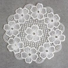 라움아트 레이스 원형러너 식탁매트, 샤르망 원형 러너-화이트, 30cm