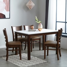 베스트리빙 켈빈 모카 고광택 하이그로시 4인용 식탁 테이블 세트/의자4개, 모카브라운