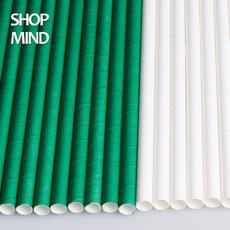 샵마인드 종이빨대 길이25cm 지름10mm 화이트 버블티 스무디용, 1개, 100개