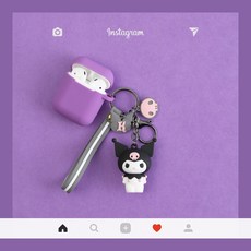 민아네 에어팟1 에어팟2겸용케이스 산리5캐릭터 키링 1세트모음, 쿠로스