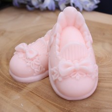 베라벨라 1구 자연유래비누+화이트 슬리브 포장상자 완포장 답례품, 아기구두 핑크, 1box