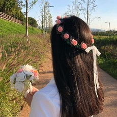 파티온 미니장미 화관 셀프웨딩소품 파티용품, 핑크