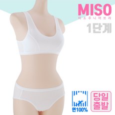 미소 주니어 브라 1단계 국산 순면 스포츠 팬티 세트 여아 아동 학생 10대 속옷