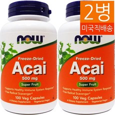 Now Foods 나우푸드 동결건조 아사이 500mg 100 야채캡슐 2병
