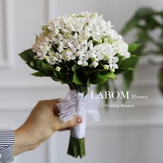 라봄플라워 본식부케세트부바르디아 웨딩꽃장식 화이트톤 부토니에 코사지 생화