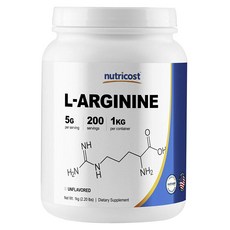 뉴트리코스트 L-아르기닌 언플레이버드 글루텐 프리, 1kg, 1개