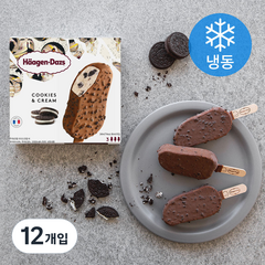 하겐다즈 쿠키앤크림 아이스크림바 (냉동), 80ml, 12개입