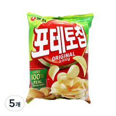 농심 포테토칩 오리지널 감자칩, 125g, 5개