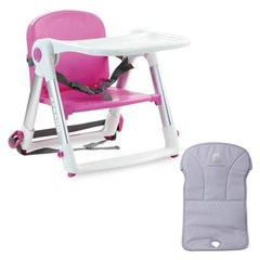 아프라모 접이식 휴대용 플리파 다이닝부스터 유아식탁의자 + 쿠션매트, 핑크