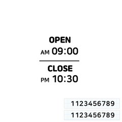 스위트스페이스 오픈클로즈 AM/PM 시간표시 스티커 옵션01 + 여분 숫자 스티커 2p 세트, 검정색