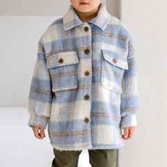 아동용 스타일과 따뜻함 모두잡은 체크롱셔켓 코트