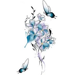 블루리빙 일러스트 타투 스티커 4p, 꽃과 나비, 1개