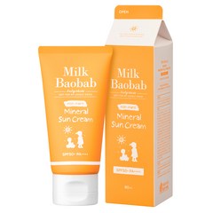 밀크바오밥 베이비앤키즈 논나노 미네랄 무기자차 선크림 SPF50+ PA++++, 80ml, 1개