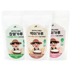네이쳐그레인 유기농 쌀가루 3종세트 백미 100g + 현미 100g + 찹쌀 100g, 1세트