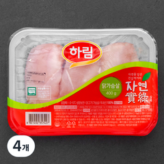 하림 자연실록 무항생제 인증 닭가슴살 (냉장), 400g, 4개