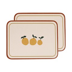 마리포레 가죽 방수 식탁 테이블 매트 2p, 오렌지, 40 x 30 cm