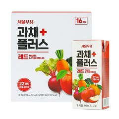 서울우유 과채플러스 레드, 190ml, 16개