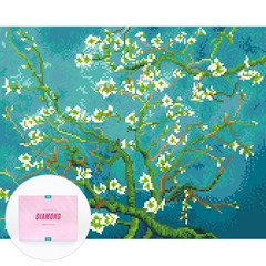 디클레어 액자 캔버스형 보석십자수 DIY 키트 40 x 50 cm, 1세트, 고흐의 아몬드 나무