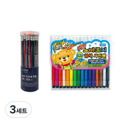 코마 삼각 지우개 연필 SG-208 48p + 지구화학 노마르지 16색 사인펜, 혼합색상, 3세트