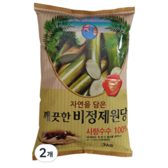 깨끗한 비정제원당, 3kg, 2개