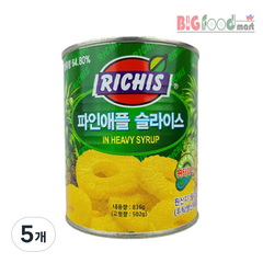 리치스 슬라이스 파인애플 통조림, 836g, 5개