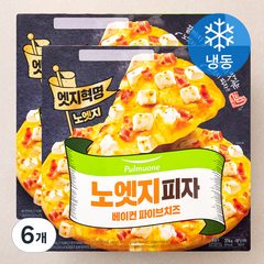 풀무원 노엣지 꽉찬 토핑 피자 베이컨 파이브치즈 (냉동), 376g, 6개