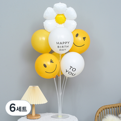 데이지 생일 윙크 풍선 꽂이 세트, 6세트, 혼합색상(데이지풍선), 랜덤발송(일반풍선)