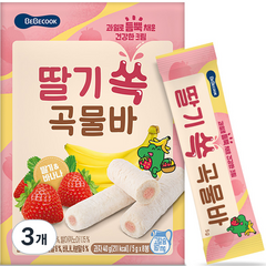 베베쿡 딸기 쏙 곡물바, 딸기맛, 40g, 3개