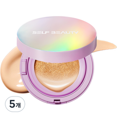 셀프뷰티 유니콘 오로라 광채 쿠션 SPF50+ PA+++ 본품 15g, 21호 퓨어아이보리, 5개