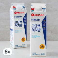 서울우유 밀크랩 고단백 저지방우유, 900ml, 6개