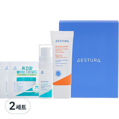 에스트라 더마UV365 장벽수분 무기자차 선크림 SPF50+ PA++++ 40ml + 진정팩 패드 2p + 진정 세럼 5ml 세트, 2세트