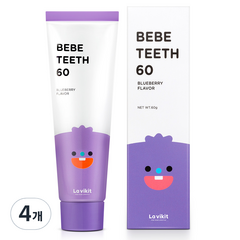 라비킷 베베티스60 블루베리향 무불소 아기치약, 60g, 4개