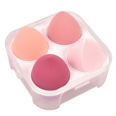 타이탄 뷰티 물방울 에그 똥퍼프 메이크업 스펀지 4종 + 케이스 세트, 핑크, 1세트