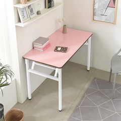 다다재 접이식 다용도 테이블 800 x 600 mm, 화이트다리 + 핑크