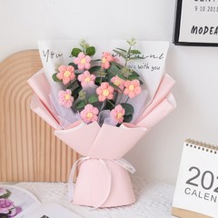 언헤브 선물용 니트 꽃다발 23 x 31 cm, C 핑크