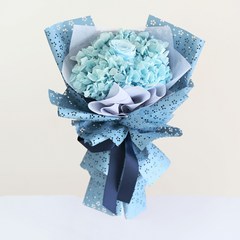 도시정원 프리저브드 수국 장미 꽃다발, 블루