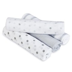 Aden + anais Essentials 여아 및 남아용 모슬린 포대기 담요 속싸개를 위한 신생아 목욕 담요 100% 면 아기 포대기 랩 4팩 블러싱 버니, Dove, Dove