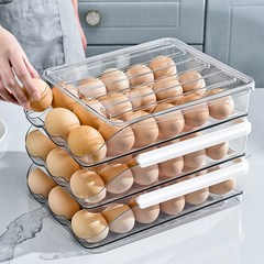 DND마켓 계란 달걀 보관함 냉장고 수납함 에그 트레이 자동 슬라이딩 (주)존글로벌, 투명