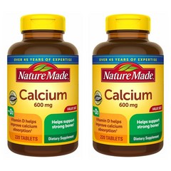 네이처메이드 칼슘 600mg 비타민 D3 함유 미국 Nature Made Calcium 600mg with Vitamin D3 220정 x 2병, 2개