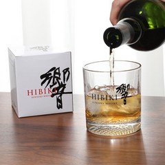 일본 Hibiki 위스키글라스 2P세트 크리스탈유리 바람 꽃 새 별 일본식 양주잔, 2개