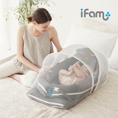 아이팜 별곰이 아기침대 모기장세트 신생아 휴대용 아기 침대, 그레이