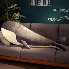 모찌 대왕 고래 인형 베개 대형 쿠션 애착인형 돌고래 귀여운 바디필로우 80~150cm, 블랙, 120cm