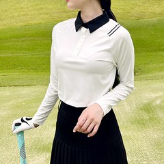 [MM스포츠]여성 가을 봄 투톤 골프 긴팔 티셔츠 골프웨어