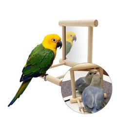 앵무새 용품 횃대가 있는 거울 새 앵무새 횃대 거울 새장용품 장난감
