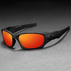 남녀공용 스포츠고글 미러 편광선글라스 자전거선글라스 낚시선글라스 변색 선글라스 운전용 골프선글라스, C4_무광블랙／레드미러
