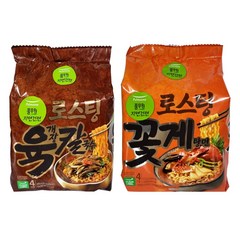 풀무원 꽃게탕면 412g 1봉지 (103g x 4개입)+육개장칼국수 483.6g 1봉지 (120.9g x 4개입) 생면식감 라면 건면