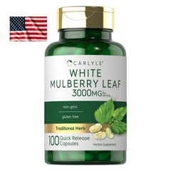 미국 Carlyle Mulberry Leaf 3000mg 100캡슐 멀베리 뽕잎 추출물 칼라일 뽕나무 고함량 대용량 직구, 1개