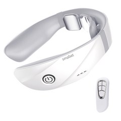 Smabat 넥밴드형 저주파 목안마기 온열기능 USB충전 목마사지기+리모컨 화이트